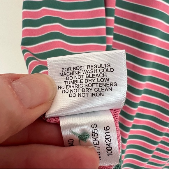 Peter Millar Summer Comfort Polo Shirt XL Pink Green Short Sleeve Striped Golf - Picture 6 of 8